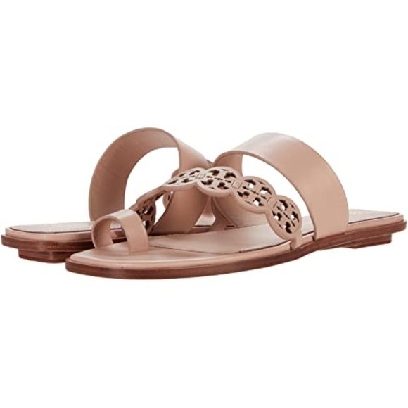 NIB Tory Burch Tiny Miller Toe Ring Leather Sandal Shell Pink US 10.5 AUTHENTIC